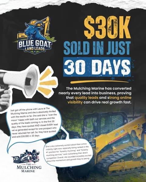 The Mulching Marine: $30K sold in 30 days